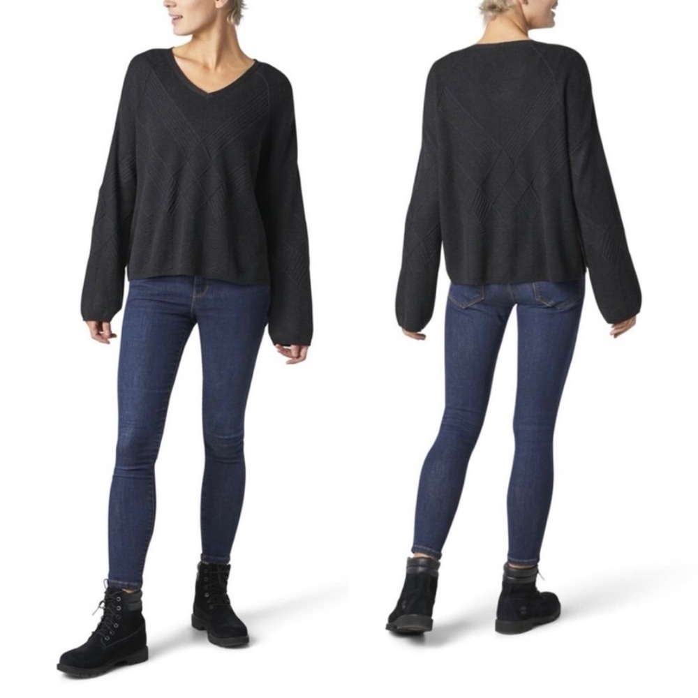 Smartwool Shadow Line Merino Wool V-Neck Sweater | Ribbed Base Layer Hiking | S